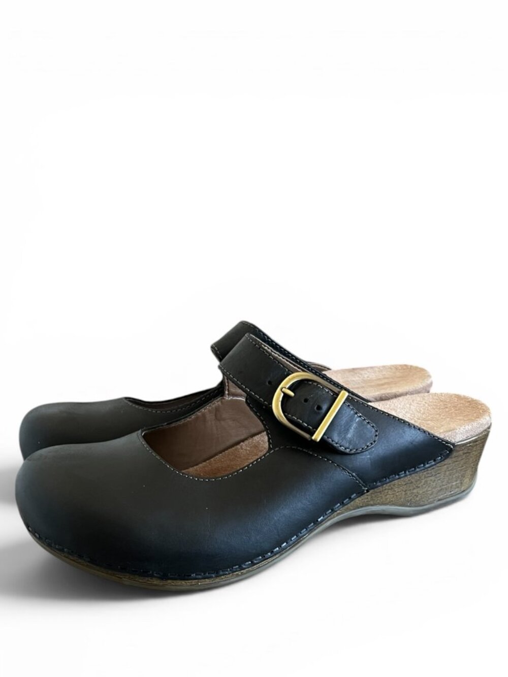 Dansko Martina Maryjane Leather Sandal Clog In Black Size 11.5/12